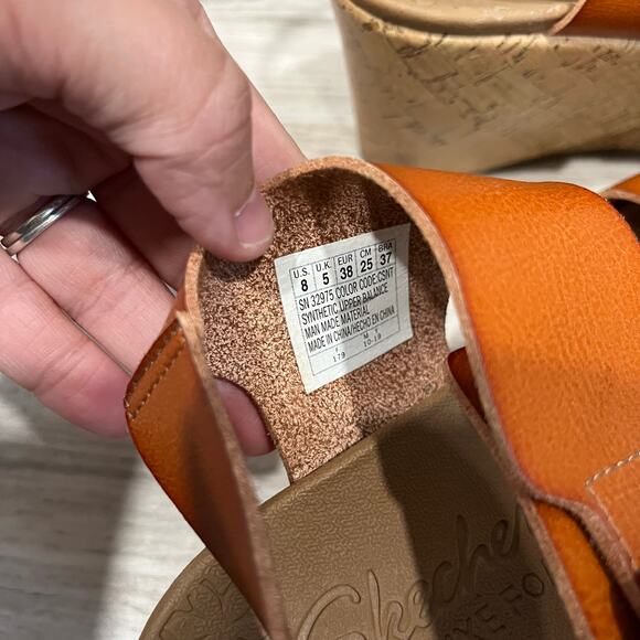 Skechers Brit Go Getter Brown Cork Wedge Platform Sandals Womens Size 8 - Picture 3 of 8